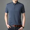 Herrar t shirts 2022 mulberry siden sommarmens polo h￶g kvalitet kort ￤rm fast f￤rg aff￤rer casual manlig tees mode man toppar