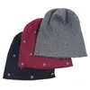 Шапочка/кепки черепа Geebro Women Star Star Ribbed вязаные хлопковые черепа Beanie Casual Soft Design Сплошная шляпа
