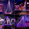 Décorations de Noël en plein air Star String Light 420 LED Cascade étanche Lumières Tree Topper 8 Modes d'éclairage String Yard Patio Garden Party