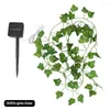 Strängar 20/50/100 LED Solar Fairy Light 2/5/10m 8 Mode Garden Ivy Green Leaf Waterproof Outdoor Garland Christmas Power Lamp