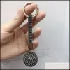 Porte-clés Longes Fantaisie Strass Strass Porte-clés Haute Qualité Bracelet En Cuir Boule De Cristal De Voiture Charme Pendentif Porte-clés Pour Les Femmes Dhf8K