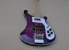 Transparant Purple 4 Strings Electric Bass Guitar met esdoorn fretboard White Pickguard aanpasbaar