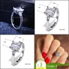 ウェディングリングウェディングリングVisisap 7mm Emereld Shape for Women Engagement Finger Ring Gifts Lover Girl Drop Jewelry B2816Wed Dhciw