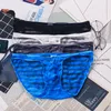 Underbyxor woxuan mens mesh bror transparent randiga manliga trosor sexiga gay u konvexa män glid shorts