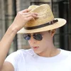 Berets Straw Hat Hat Men's Korean Personal Sun Sun Shade Hats Cool Treasable Holiday Pounding قابلة للطي قبعات السفر مرنة H178