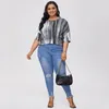 Frauen Blusen Sommer XXL Bis 7XL Übergroßen Shirts Frauen Tie-dye Gestreiften Lose Dünne Kurze Blusas Mujer De moda T2467