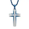 Pendant Necklaces European And American Simple Titanium Steel Beveled Inter Electric Two-color Cross Men's Necklace