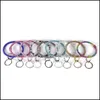 Keychains Lanyards Colorf Sile Crystal Armband Key Ring unisex Charm Bangle Keychain Wristlet Hoop Dingle Keyring Fashion Accesso Dhdzi