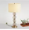 Bordslampor Modern Bedside Lamp Fabric Shade Minimalist Metal Ring Desk för Study Bedroom El Restaurant Lighting TA099