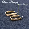 Hoop Earrings High Quality Hollow Shiny CZ Charm For Women Gold Color Geometric Ear Jewelry Party Gifts Brincos