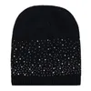 Casquettes de cyclisme femmes doux tricot Skullies bonnets casquette course ski hiver automne bonnet chapeaux femme chaud paillettes tricoté