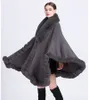 Mantella da donna Autunno inverno femmina lontra collo di pelliccia di coniglio scialle mantelle grande cardigan lavorato a maglia cappotto sciolto tenere caldo Capispalla colore puro cappotti cappotto di velluto lungo tipo 9