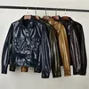 Frauen Leder Herbst Echte echtem Glänzende Jacke Frauen Mode Turndown Kragen Kurze Moto Biker Stil Schaffell Weibliche Y3075