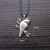 Kedjor 12st trippelm￥ne Odin#39; s Raven Pendant Necklace Viking Animal Birds Pagan smycken med kort