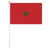 Флаг марокко размахивания рукой 14x21см премиум -полиэфирный мини -катар -катар -катар -катар -флаг -флаг с пластиковым флагштоком
