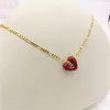 Anhänger Halsketten LOVOACC Süße Hohle Rote Liebe Herz Emaille Figaro Kette Bohemian Chic Vintage Ketten Für Frauen Geschenke