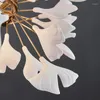 Kroonluchters kunstontwerp kroonluchter voor woonkamer decor dineren hangende lamp witte keramiek ginkgo boom blad ronde slaapkamer verlichtingsarmaturen