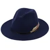 Fedora Hat Woman Winter Hats For Girl Ribbon Band Men Brim Classic Beige Wedding Church Bowler New Cap Chapeau Femme