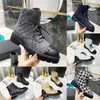 Designer Interlocking Black enkellaarzenplatform Martin Boot For Women Real Leather Non-Slip Mid Chunky Heel Fashion Echt ademende lichte schoen met doosmaat 36-41
