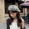 Berets Japanese Fashion Trend Beret Women Spring And Autumn Thin Style Korean Retro Wild Face Small Leopard Print Big Cloud Hat