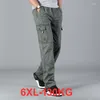 Pantalon masculin 6xl 130kg de printemps d'été hommes de cargaison de cargo zipper hors porte grande taille pantalon droit vert simple masculin 48 48