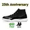 OGOg Jumpman 11 Og 11s Erkek Basketbol Ayakkabıları Soğuk Gri Kiraz Concord 45 25th Anniversary Üniversite Mavi Saf Menekşe Barons Erkekler Retro Sneakers
