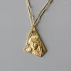 Colliers pendants Yun Ruo Collier de statue vintage bijoux en acier inoxydable 18 K Femme plaque d'or Cadeau Fashion Accessoire en gros