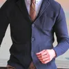 Men's Sweaters Men Knitwear Solid Color Patch Pocket Thermal Business Gentleman Knitted Cardigan Coat Sweater Clothing