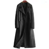 Women's Leather Lady Genuine Real Sheepskin Suede Coat Spring Autumn Women X-Long Dress Outerwear Garment LF21066KQN