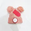 Enfants Tricotés Chapeaux CANADA Designer Double Pompon Bonnets D'hiver Marque De Mode Crâne Caps Enfants Boonet Garçons Filles Crochet Chapeau Chunky Bonnet À Tricoter 5 Couleurs