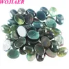 Wojiaer Natural Picasso Jasper Agate Gemstone Oval Beads Cabochon No Hole for Women Orrings Jewelry Associory BU801