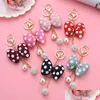 Keychains Lanyards 6 Color Key Chain Cartoon Dot Bow Pearl Keyring Pendant Car Bag Ornament Fashion Parts Toy Drop Delivery 2021 A Dh34S