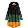 Women's Fur Autumn And Winter Fleece Faux Jacket Women Warm Cute Button Down Hooded Tops Teddy Coat Irregular Hem Outerwear Pockets 4