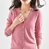 Tricots pour femmes Vestes de tricot en cachemire en laine Laine Médies en V V-collier Soft Cardigan manteau à manches longues solides à manches longues 7Colors S-xxl