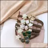 Hair Rubber Bands Temperament Female Pearl Rubber Petal Hairrope Women Girls Fashion Triangle Starry Sky Head Rope Scrunchie Band Ha Dhqmu