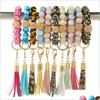 Keychains Lanyards Handmade Stretched Sile Beads Bangle Keychains Tassel Wristlet Bracelet Keyrings 10 Styles Drop Delivery 2021 F Dhbfi