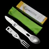 Stainless Steel Outdoor Camping Flatware Set Detachable Pocket Knife Spoon Fork Dinnerware Kit