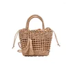 الأكياس المسائية أزياء جوفاء صغيرة الكرز القش حقيبة مصنوعة يدويا الكتف منسوج العطلة الشاطئ حقيبة يد لطيفة