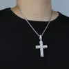 Novos estilos de colar com pingente de cruz de prata com cz pavimentado hip hop colares jewery com corrente de corda correntes de tênis para mulheres homens punk s271T