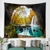 Tapisserier Vackra grotte vattenfall tryck v￤gg hippie tapestry polyester tyg hem dekor mattor som h￤nger stor soffa filt