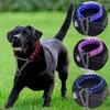 Colarinho de cachorro colarinho largo corda de nylon forte lança limitada com corrente de aço inoxidável fivela pesada para cães pequenos a grandes