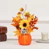 Kwiaty dekoracyjne sztuczne ozdoby dyni sosnowe szyszki jagodowe słonecznik Halloweenowy układ Propor do dekoracji stołowej
