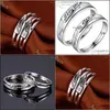 Wedding Rings Wedding Rings Charmhouse 1 Pair Pure 925 Sier Ring For Man Women 2Pcs Couples Set Adjustable I Love You 1314 Promise B Dhnug