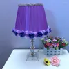 Bordslampor sovrum lampa modernt tyg ros romantisk kristall bröllop gåva skrivbord ljus mode studie rum läsning belysning