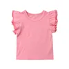 Hemden Geborenes Kleinkind Baby Mädchen Junge Fliegende Ärmel Solide Oberteile Body Outfits Kinderkleidung 0-4T Mode Sommer Rüschen T-Shirts