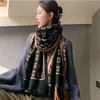 Vinter lyxmärke design kvinnor kashmir halsduk mjuk dubbelsidig jacquardtryck varm halsduk sjal GC1750