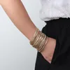 Pulseras con dijes ALLYES, cadena de moda de cuero para mujeres y hombres, pulsera de envoltura ancha multicapa con cuentas de Metal, brazaletes, pulsera, joyería