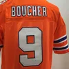 Mens Moive the Waterboy Adam Sandler #9 Bobby Boucher Football Jerseys Orange White Bobby Boucher Stitched Footballl Shirts