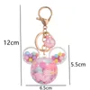 Chaveiros desenho animado óleo líquido de neve snow mouse shaker para mulher saco pingente caneca animal keyring key charme presentes g221026