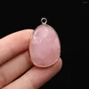 Pendanthalsband 1pc Natural Stone Reiki Rose Quartzs Connector Healings för att göra DIY Jewerly halsbandstillbehör